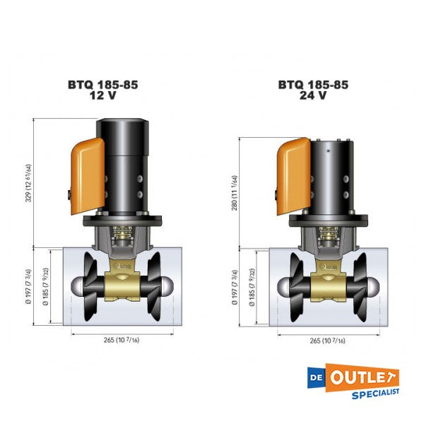 Підрулюючий пристрій Quick BTQ 85 KGF 185 мм з подвійною опорою 12В