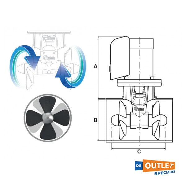 Quick BTQ 85 KGF 185mm Duo Prop Bugstrahlruder 12V