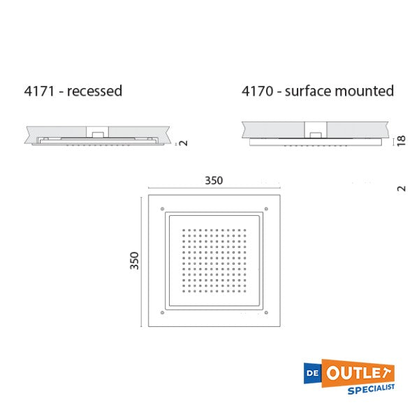 Foresti Suardi RVS regendouch vierkant met verlichting RGB - 4170.RGB.1