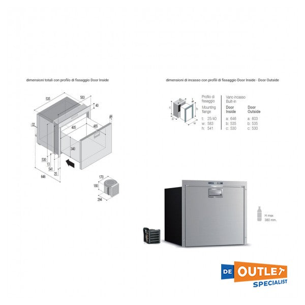 Vitrifrigo DW70 70L Freezer del compresor - DW70 OCX2 BTX