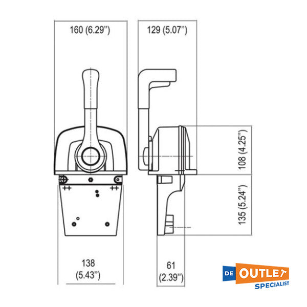 Ultraflex B665 Palanca de control de motor único Chrome - 40656g