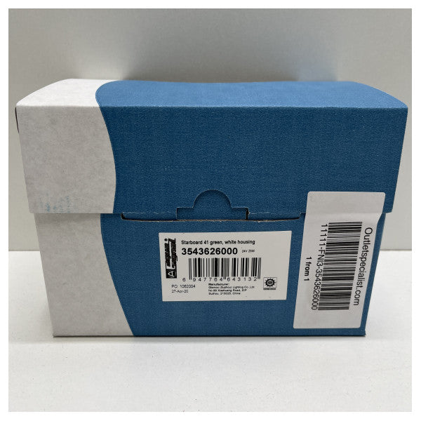 Aqua Signal Starboard Green 41 Serie Navigational Light White Housing - 3543626000