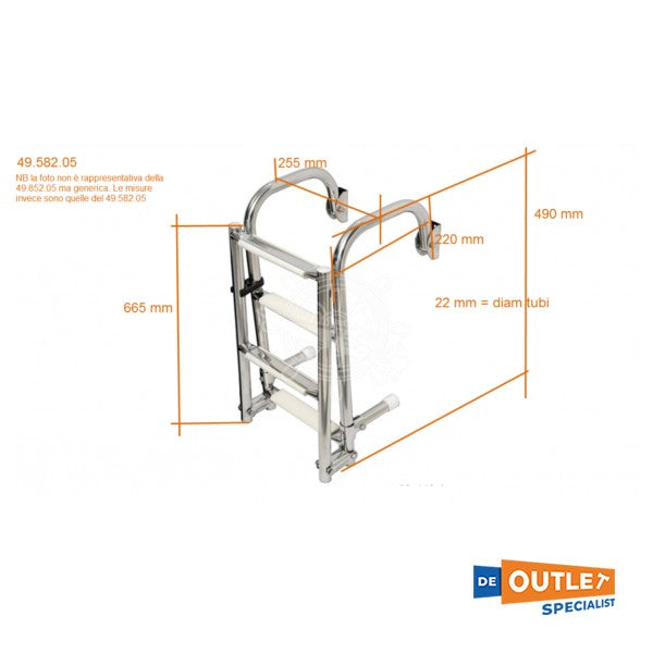 Escalera de natación plegable de acero inoxidable de OsCulati - 49.582.05